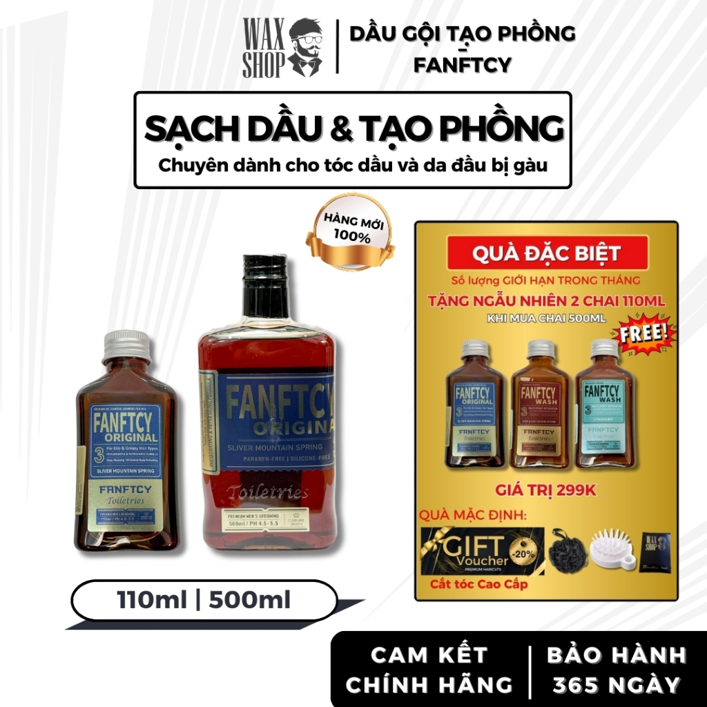 Dầu gội tạo phồng tóc nam Fanftcy Original Sliver Mountain Spring 500ml  Ý, kiềm dầu & tạo phồng tóc