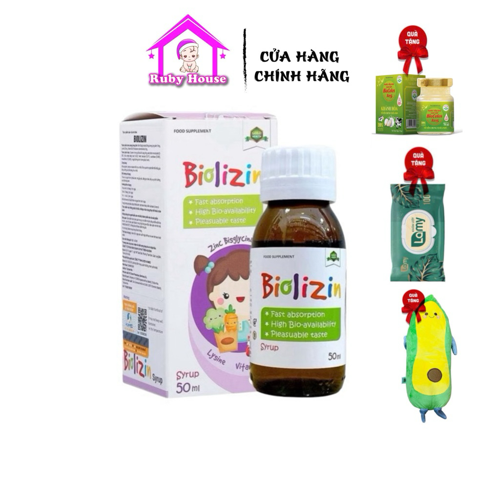 Kẽm Biolizin chai 50ml vị đào thơm ngon hàng nhập khẩu- Bé hết biếng  ăn, tăng đề kháng