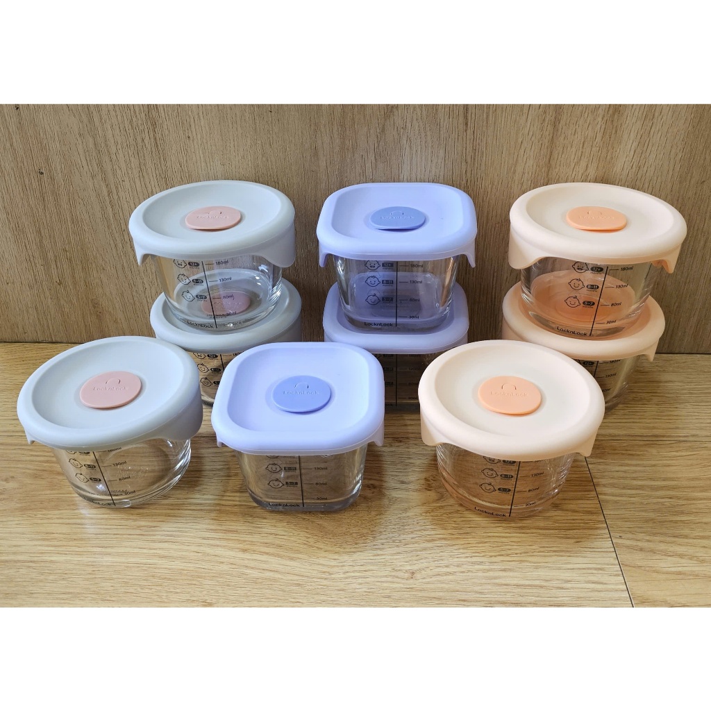 Hộp thủy tinh đựng thức ăn dặm cho bé LocknLock có vạch chia dung tích LLG508S3 LLG509S3 LLG542S3IVY