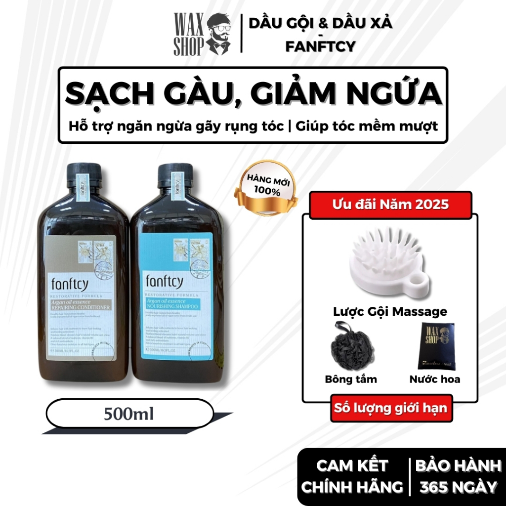 Dầu gội xả Fanftcy Argan Oil Essence 500ml chính hãng cung cấp dưỡng chất cho tóc hư tổn - Waxshop