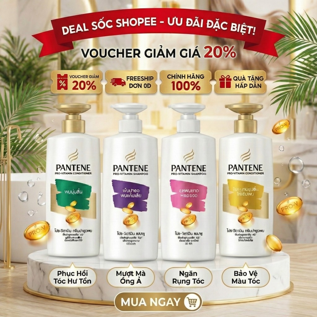 Dầu Gội & Xả Pantene 380ml Thái Lan – Giảm Gãy Rụng, Nuôi Dưỡng Tóc Chắc Khỏe