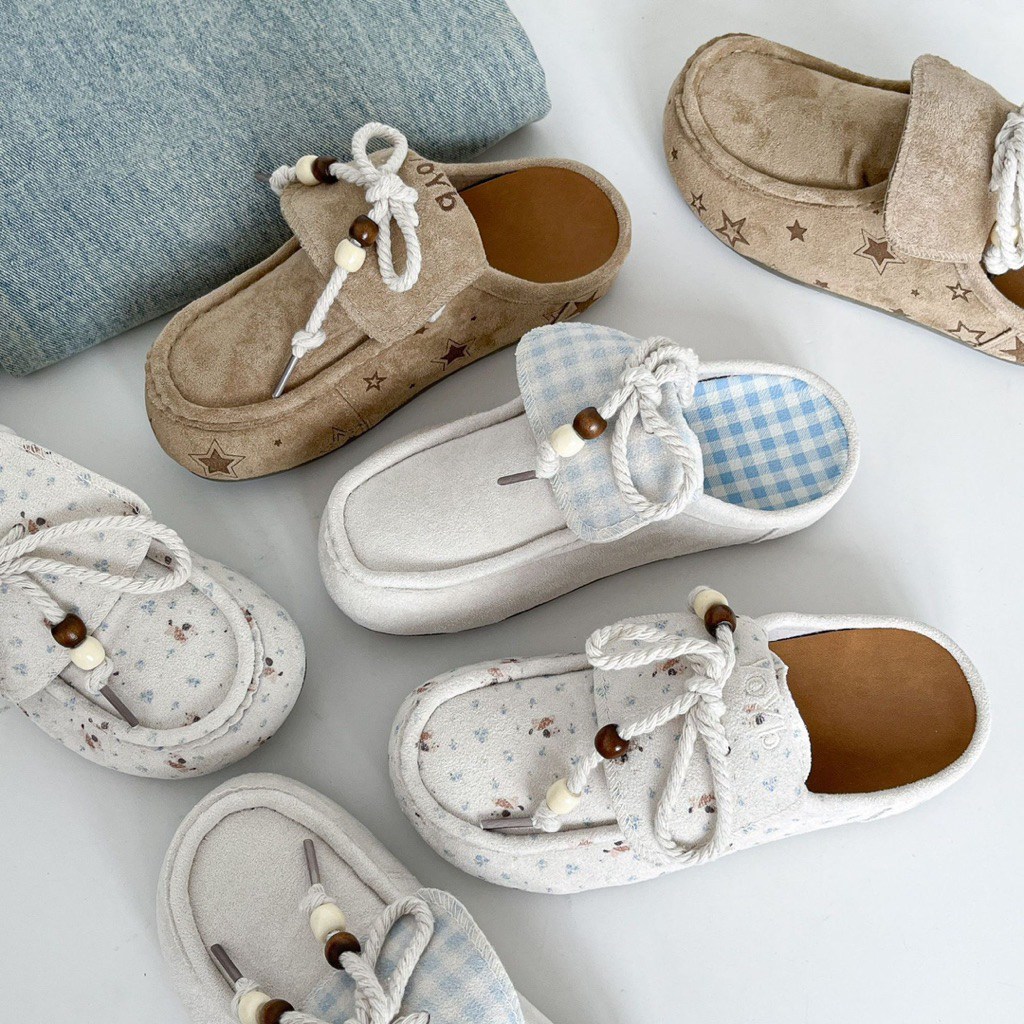 (Sẵn Nâu 38) Dép Lười Buộc Dây Hạt Gỗ Pami✨