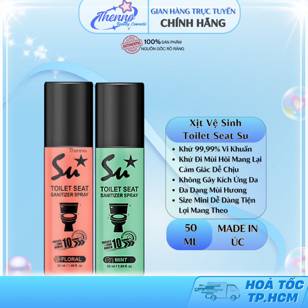 Xịt Vệ Sinh Bệ Ngồi Toilet Su Star Floral Hương Hoa Hồng & Vani 50ml