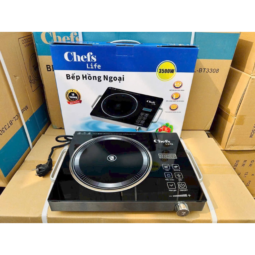 Bếp Hồng Ngoại Chefs Life 3500W Mặt Kính Cường Lực, Cảm Ứng Thông Minh, Nấu Mọi Loại Nồi