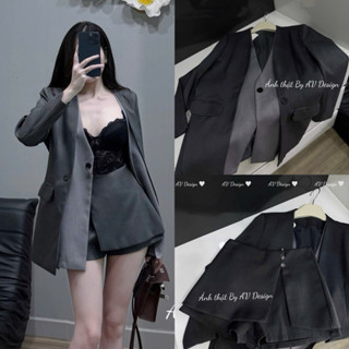  Set đồ nữ Váy Xẻ Đính Cúc Áo Ve st 2 Màu Ghi Siêu Hott  Mặc Noell Mặc Tết Siêu Xinh Chuẩn Loại 1 AV Design 