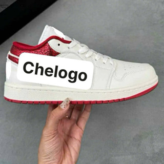    Hàng Sẵn   Giày thể thao trắng gót đỏ kim tuyến lấp lánh 