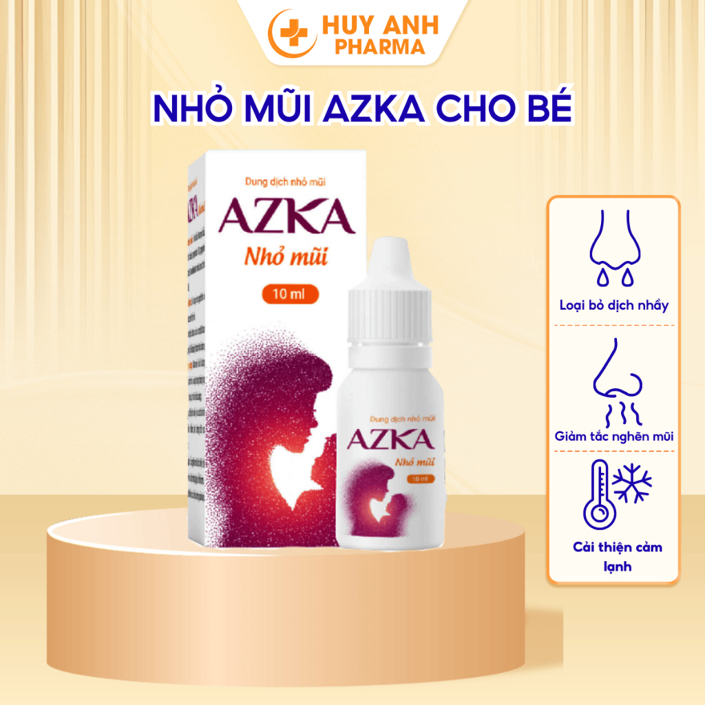 [Lọ 10ml] Nhỏ mũi AZKA Giúp Vệ Sinh Mũi Giảm Nghẹt Mũi Giảm Dịch Nhầy Mũi Dùng Được Cho Trẻ Sơ Sinh