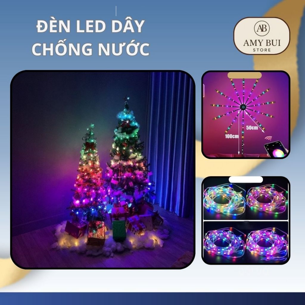 Đèn LED dây chống nước AmyBui Store Điều khiển thông minh, App Control, Đa dạng màu