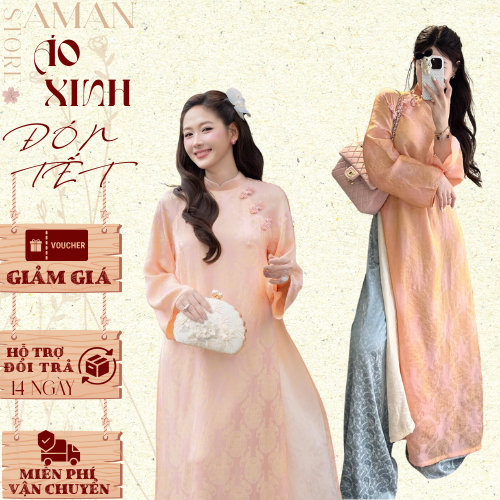 💥MẪU HOT💥Áo dài cách tân gấm 4 tà Ngọc Nữ , áo dài gấm 4 tà chất liệu tơ tằm cao cấp-Aman Store