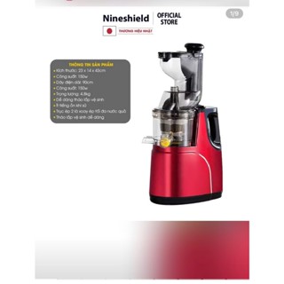 MÁY ÉP CHẬM TRÁI CÂY, HOA QUẢ SINH TỐ NINE SHIELD KBF8-B CAO CẤP CÔNG NGHỆ NHẬT BẢN  BH 12 THÁNG ÉP MỌI LOẠI HOA QUẢ