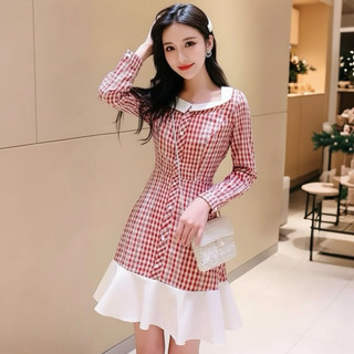 Đầm caro đỏ phối trắng, váy dạo phố, váy tết, váy noel (kèm hình thật)