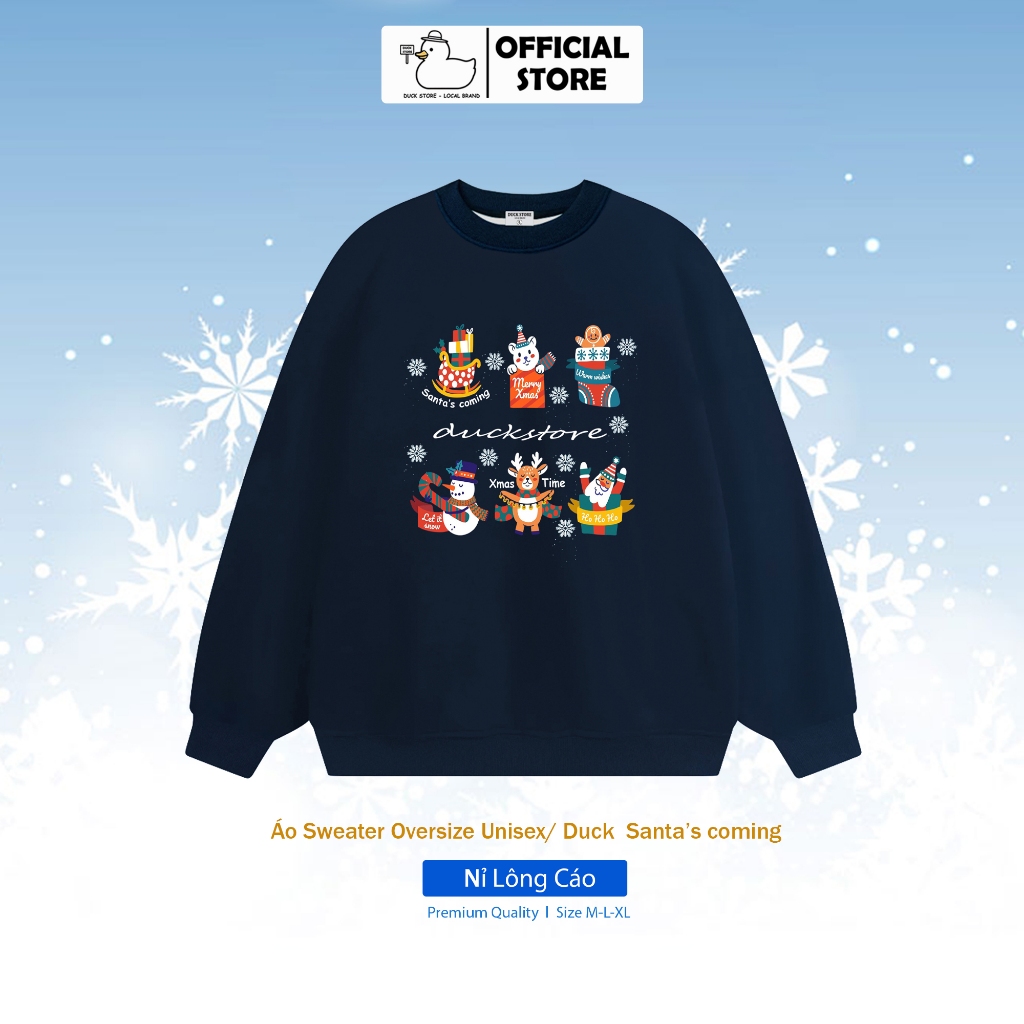 Áo Sweater Nỉ Lông Cáo Form Rộng Duck Store/ Christmas Santa's Coming
