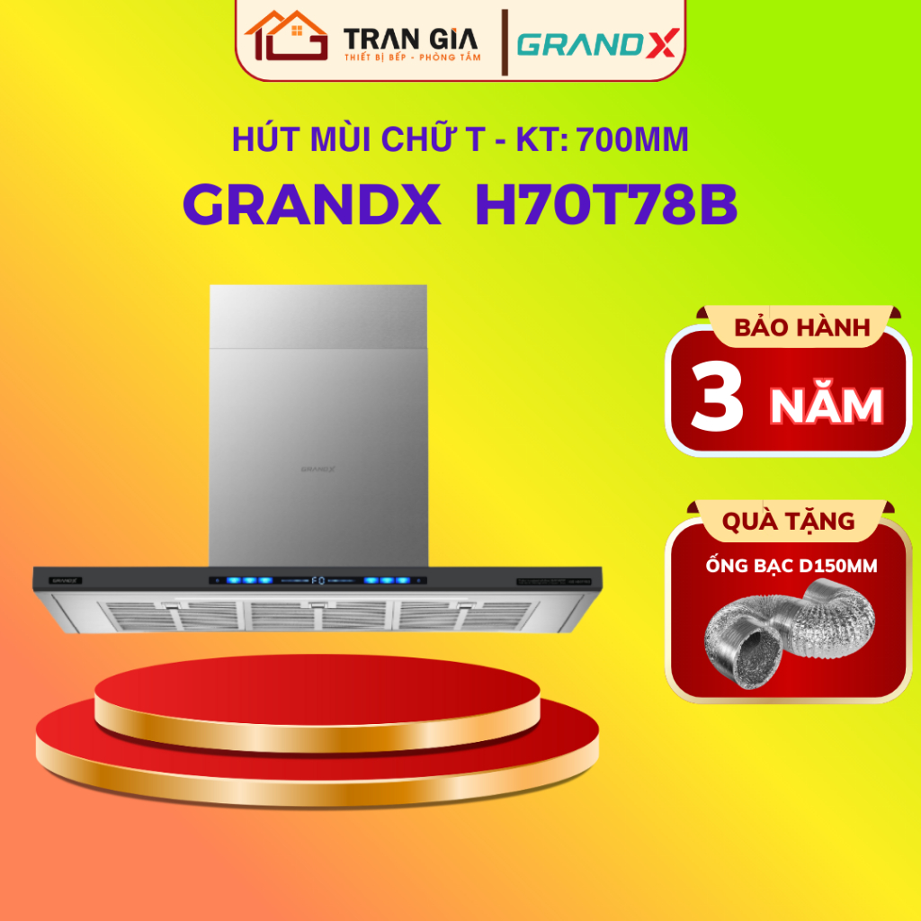 Máy hút mùi GrandX GX H70T78B | Động cơ Smart Inverter BLDC| MADE IN MALAYSIA