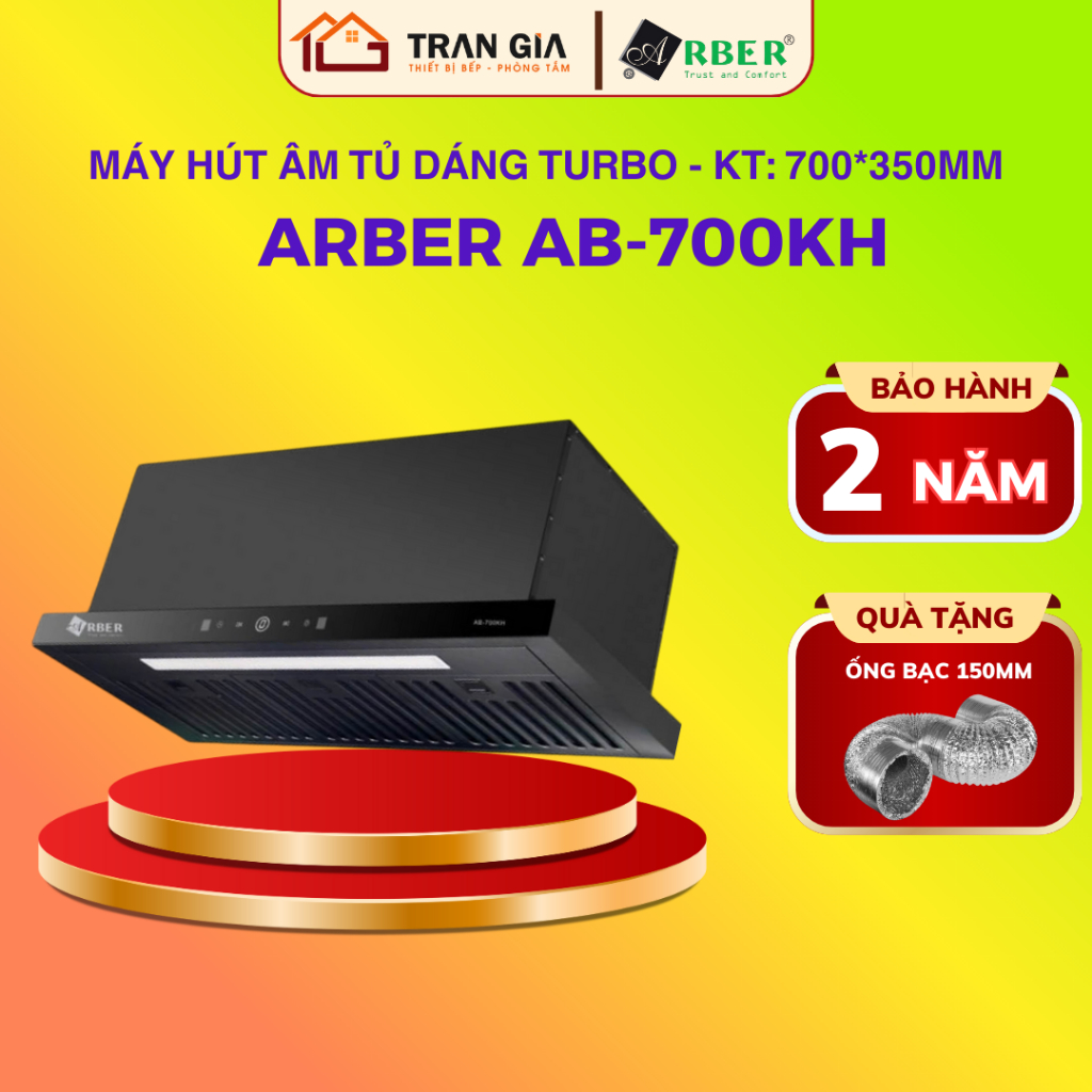 Hút mùi âm tủ Bauer 7002T | Arber AB 700KH Điều khiển dạng cảm ứng | Công suất 1400m3/h | Bảo hành 2