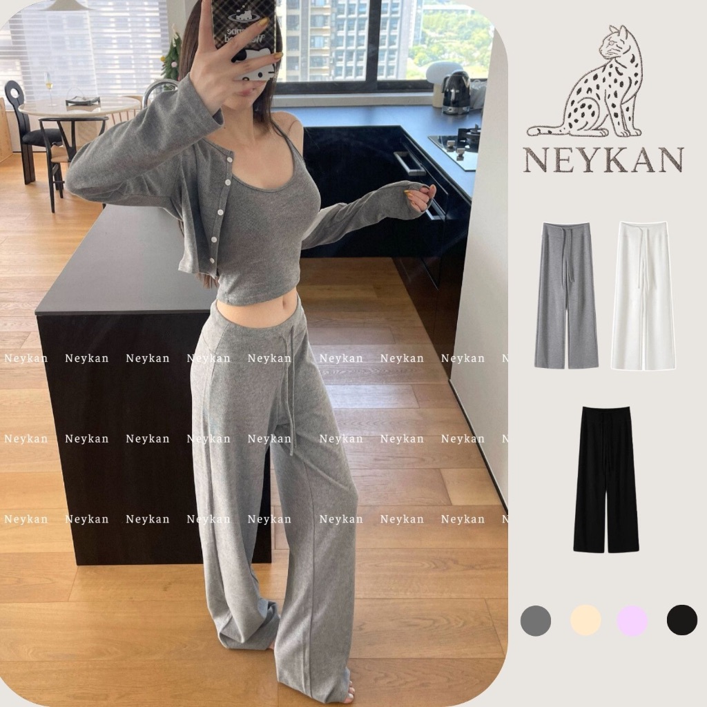 [MỞ BÁN] NEYKAN len QC Quần Ống Suông Chất Len Lông Thỏ Dầy Dặn Mềm Mịn. NK6