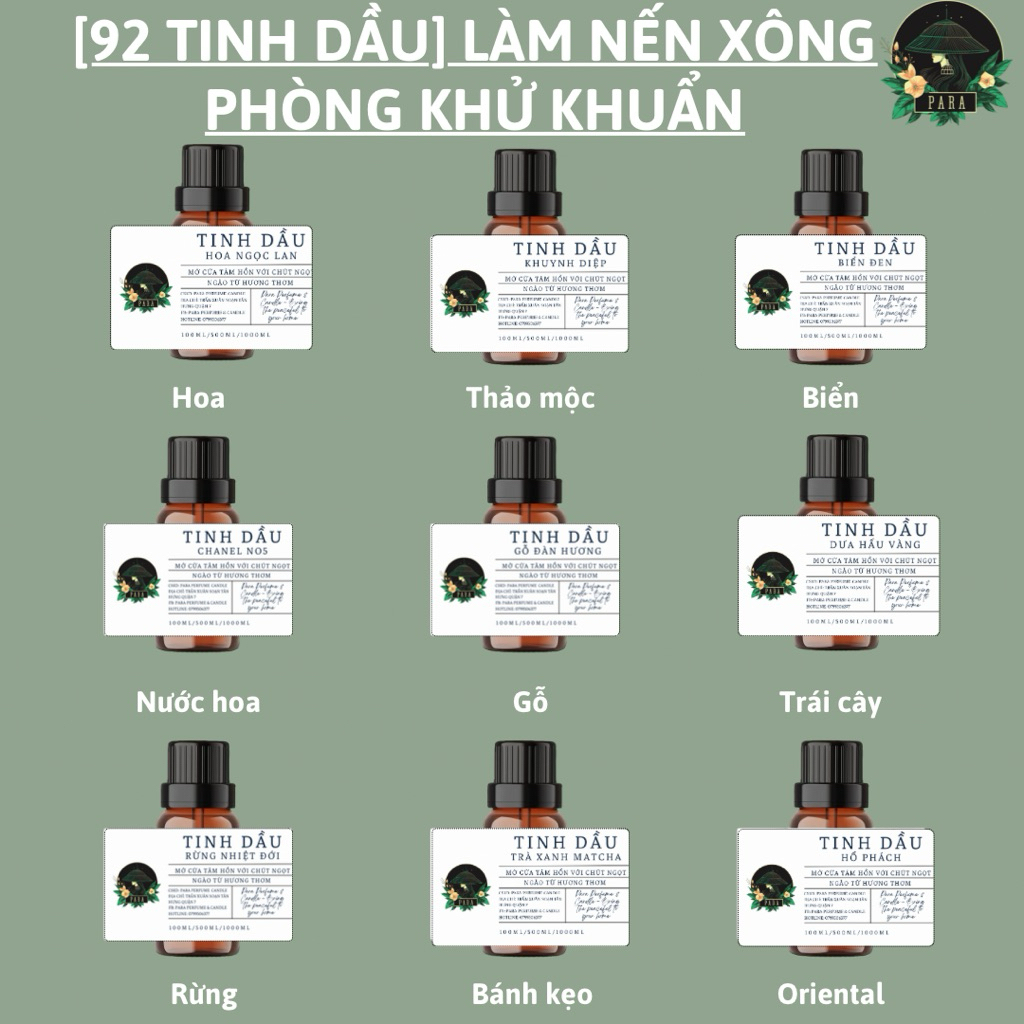 [91 Mùi ] 10ML PARA Tinh dầu làm nến thơm xông phòng khử mùi