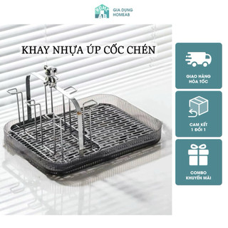 Khay úp cốc chén nhựa PP ABS có khay hứng nước để bàn phòng khách màu sắc hiện đại 