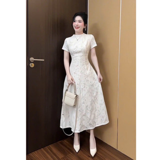 Đầm ren dự dáng A tay cộc, váy ren cộc tay 4 mảnh lót lụa chuẩn hàng tk loại 1 đẹp
