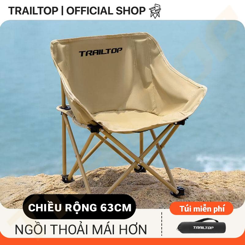 【COD】Trailtop Ghế Gấp Gọn Camping - Ghế Câu Cá Dã Ngoại Nhẹ Gọn, Ghế Mặt Trăng Chịu Lực 160kg
