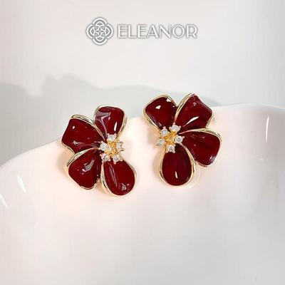 Bông tai nữ chuôi bạc 925 Eleanor Accessories hình hoa đính đá phụ kiện trang sức khuyên tai 10916