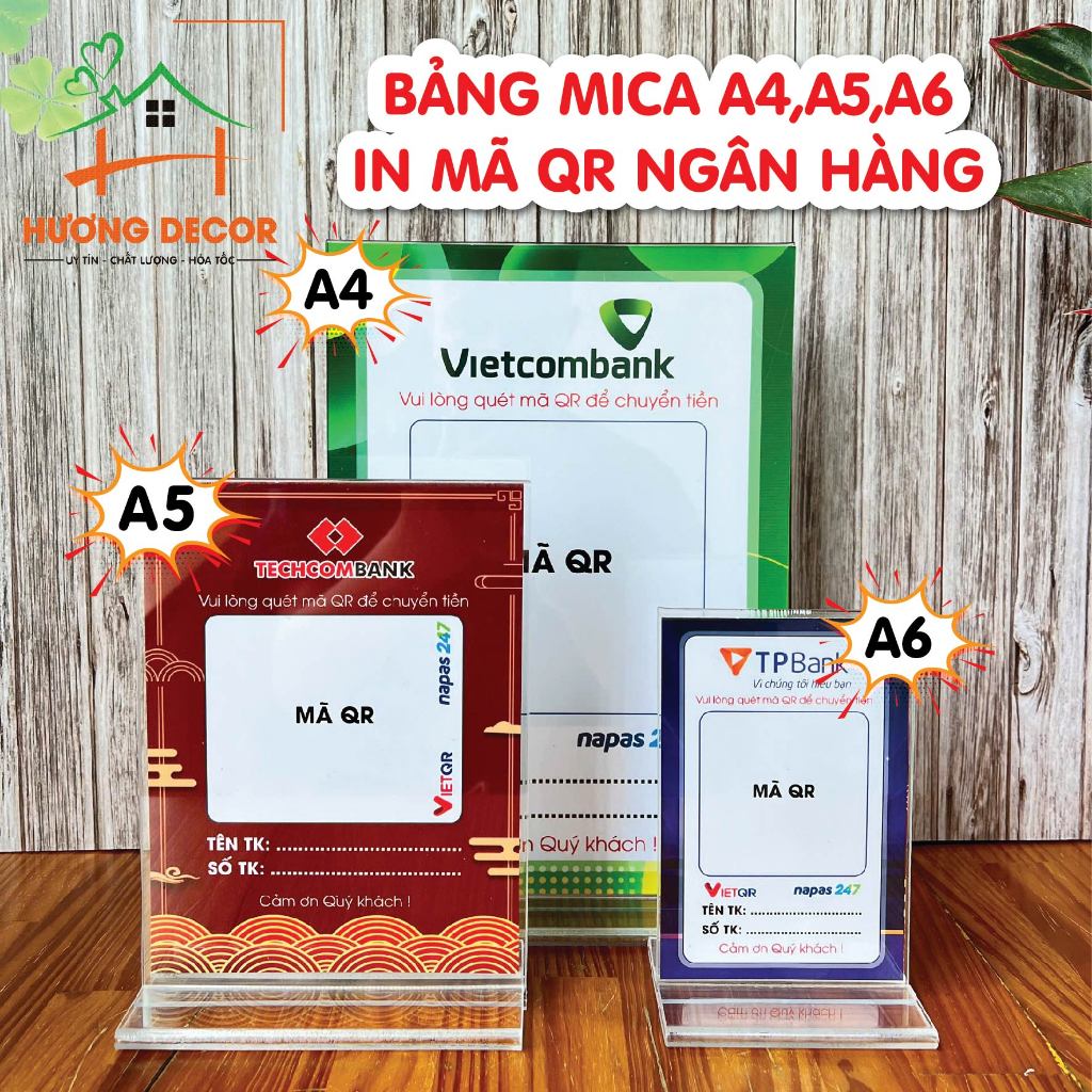 [Hỏa tốc 4H] Bảng QR code A4 A5 A6,bảng mica A4,A5,A6, kệ mica để bàn, bảng mica giá rẻ.