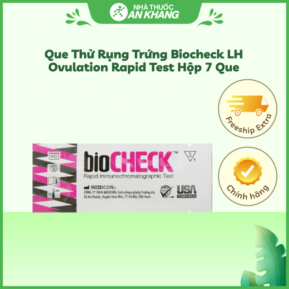 Que thử rụng trứng Biocheck LH Ovulation Rapid Test hộp 7 que