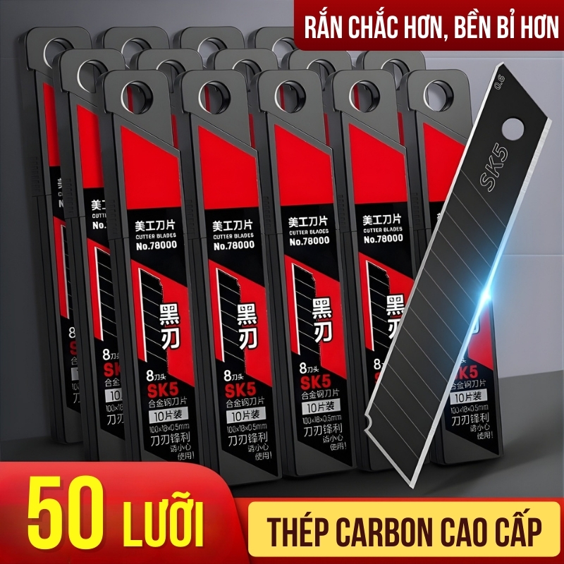 Lưỡi dao rọc giấy Titanium đa năng – Combo 10/20/30/50 lưỡi dao sắc bén, chất lượng cao bền bỉ