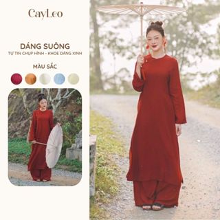   KOL  Áo dài cách tân nữ Bách Di chất liệu đũi cao cấp dáng dài tay thanh lịch CayLeo Design - AD835 