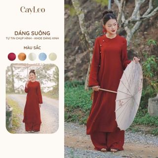  Áo dài cách tân nữ Bách Di chất liệu đũi tay dài thiết kế thanh lịch CayLeo Design - AD835 