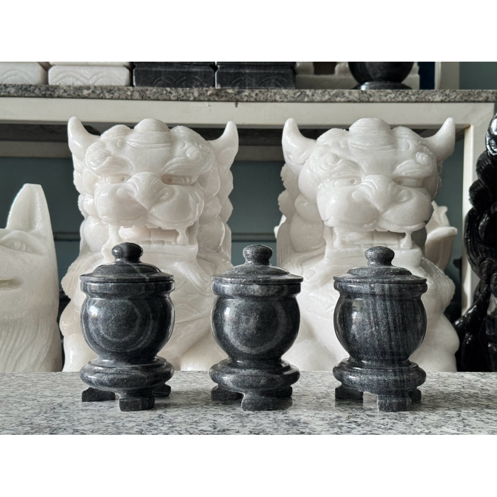 Ly nước , chung nước , hũ muối gạo đá vân đen TN