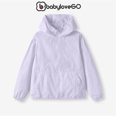 Áo khoác chống nắng bé gái BabyloveGO, áo khoác gió cho bé 2 lớp vải dù chống nước có mũ giữ ấm, tránh nắng gió