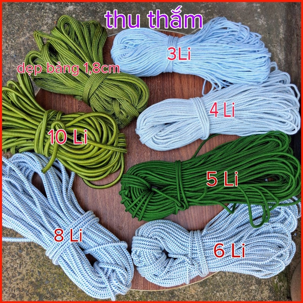 Dây Dù Tròn 3Li, 4Li, 5 Li, 6Li, 8Li, 10Li Chất Liệu Poly Cao Cấp, Dây Dù Đặc Ruột Bền Chắc