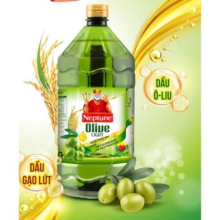 NEPTUNE [Bình OLIVE LIGHT 2 Lít] DẦU Ô LIU KẾT HỢP DẦU GẠO LỨT Olive Light & Brown Rice Oil (HALAL)