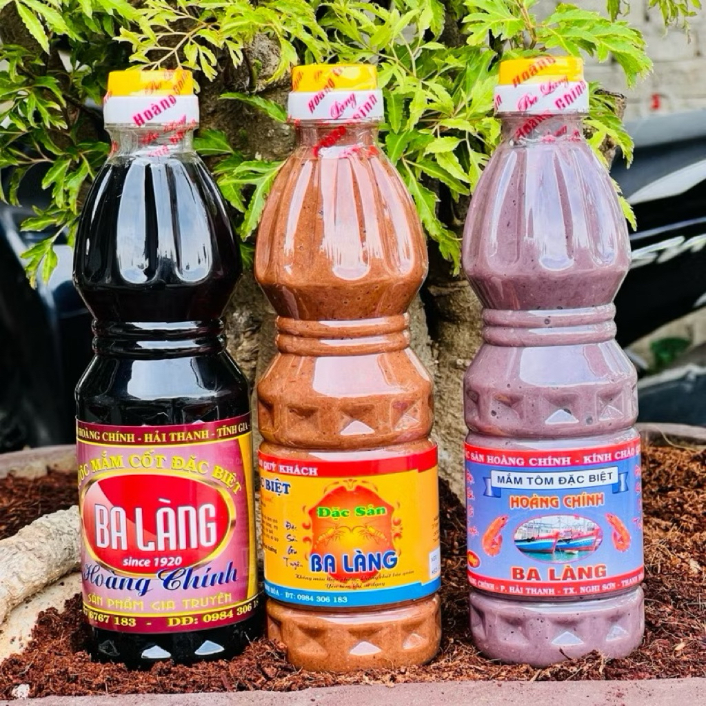 COMBO 3 chai: nước mắm cốt 42N + mắm tôm + mắm tép chưng thịt – Ba Làng