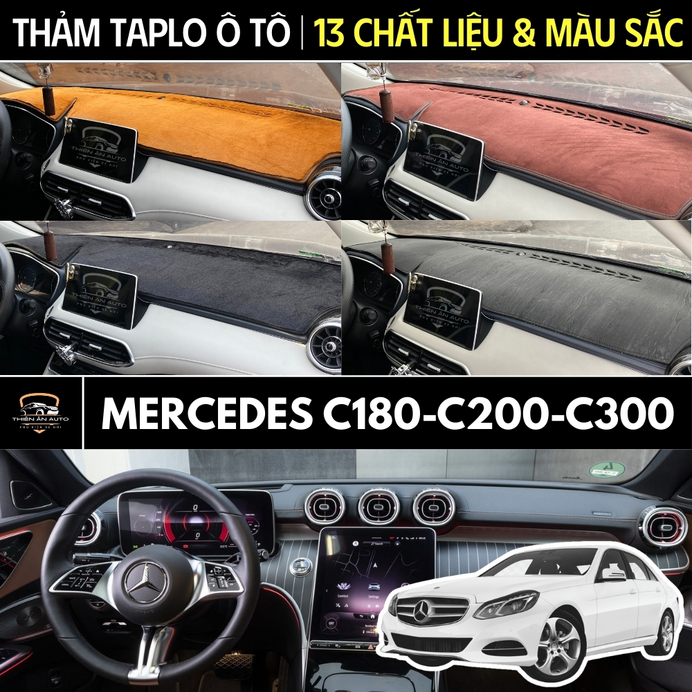 Thảm Taplo MERCEDES C200 C180 C300, Lớp Silicon Trống Trượt, Cách Nhiệt, Chất Liệu Da, Carbon, Nhung