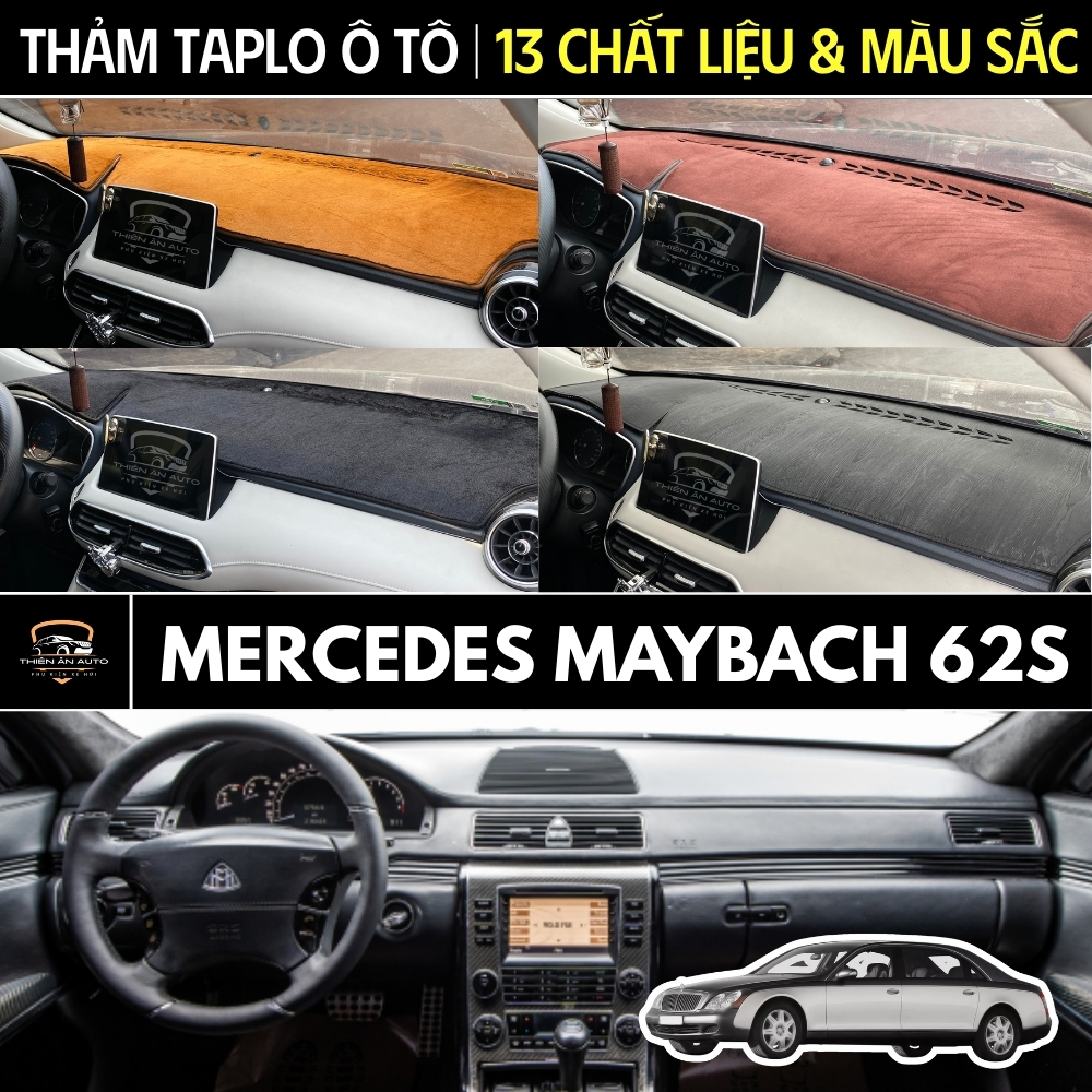Thảm Taplo MERCEDES MAYBACH 62S, Lớp Silicon Trống Trượt, Cách Nhiệt, Chất Liệu Da, Carbon, Nhung, N