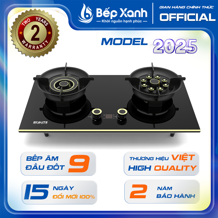 Bếp gas âm Ecalite EG-XD28046LCD - 800mm x 460mm, màu Đen