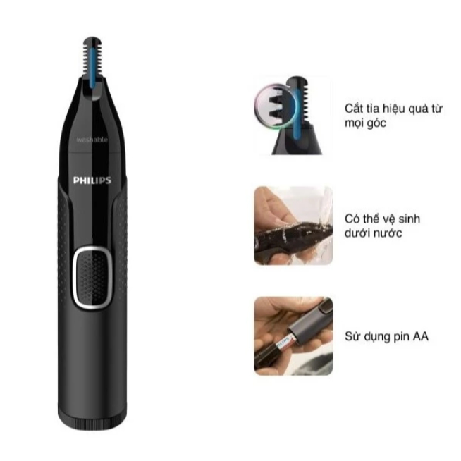 Máy Tỉa Lông Mũi Philips NT3650/16 - Công Nghệ PrecisionTrim - Chống Nước - Chính Hãng