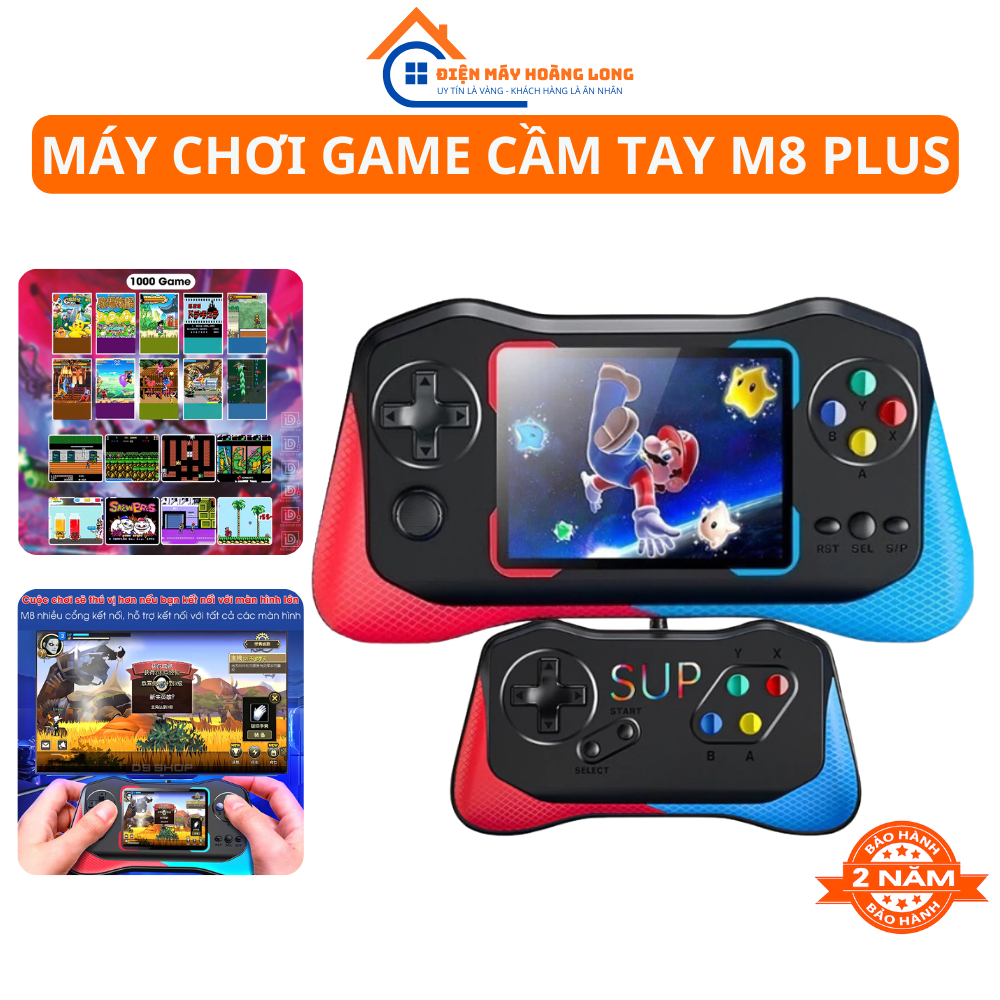 Máy Chơi Game Sup M8 Plus 500 In 1 Kết Nối Tivi Cầm Tay 2 Người Chơi Mini Sạc Pin
