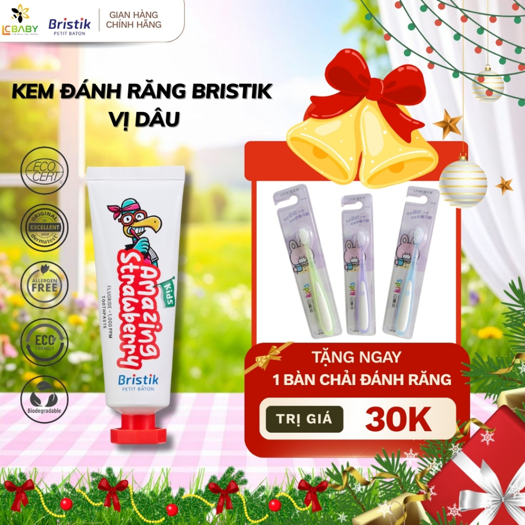 Kem Đánh Răng Cho Bé Bristik Hàn Quốc Kem Đánh Răng Cho Bé 1 Tuổi - Chống Sâu Răng 50g
