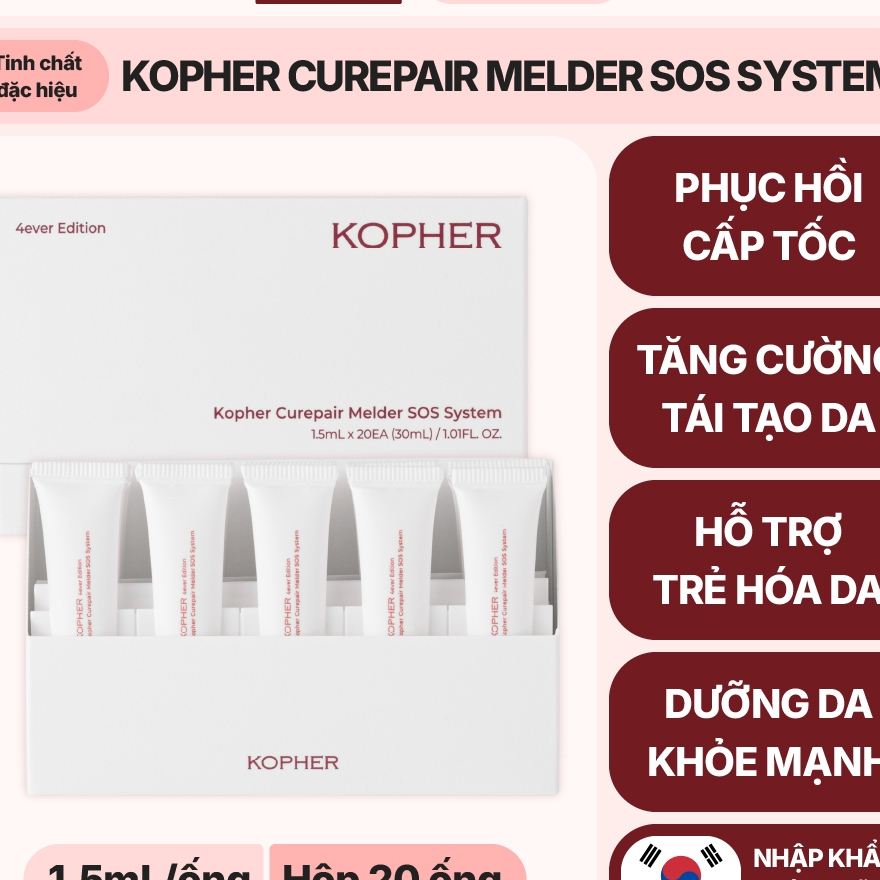 GIÁ LẺ 5 TUÝT DÙNG THỬ Siêu phẩm cấp cứu làn da | Kopher Curepair Melder SOS System
