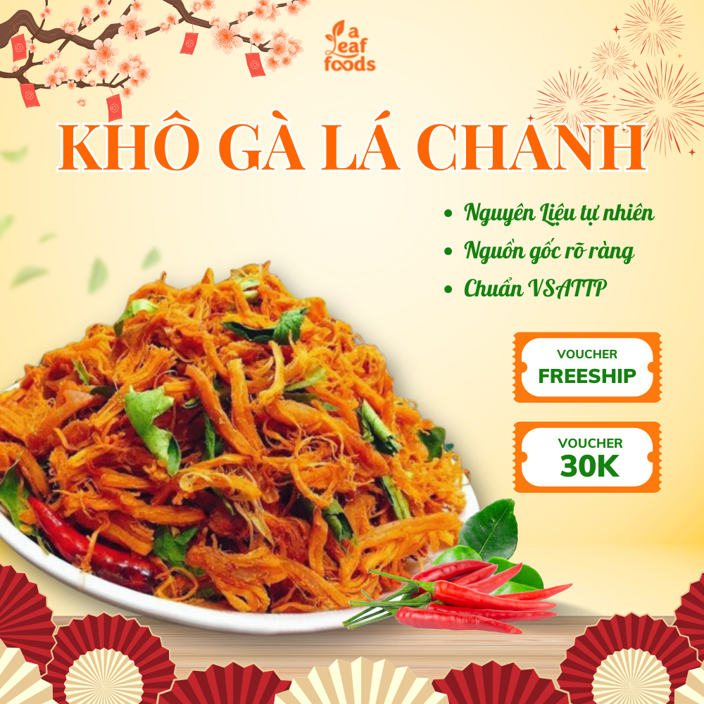 Khô gà lá chanh Baker Baking giòn ngon đậm vị ăn vặt ngày tết A Leaf Foods bánh kẹo tết Quà tết 2026