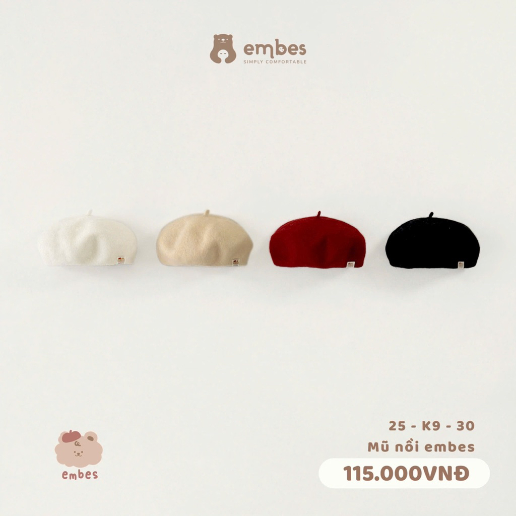 Mũ nồi Embes 25-K9-30 cho bé trai bé gái. Mũ nồi dễ thương cho bé phối đồ BEO.Kids