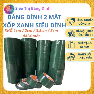 [Quang Anh] Băng dính 2 mặt xốp xanh Siêu dính.Dán đa năng khổ 1cm,2cm,3.5cm,5cm Cuộn dài 4m
