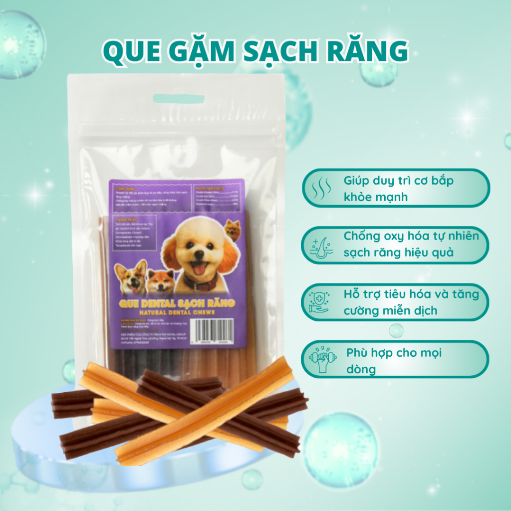 QUE DENTAL MASTERCARE – Bánh thưởng Snack gặm sạch răng, thơm miệng cho Chó Mèo