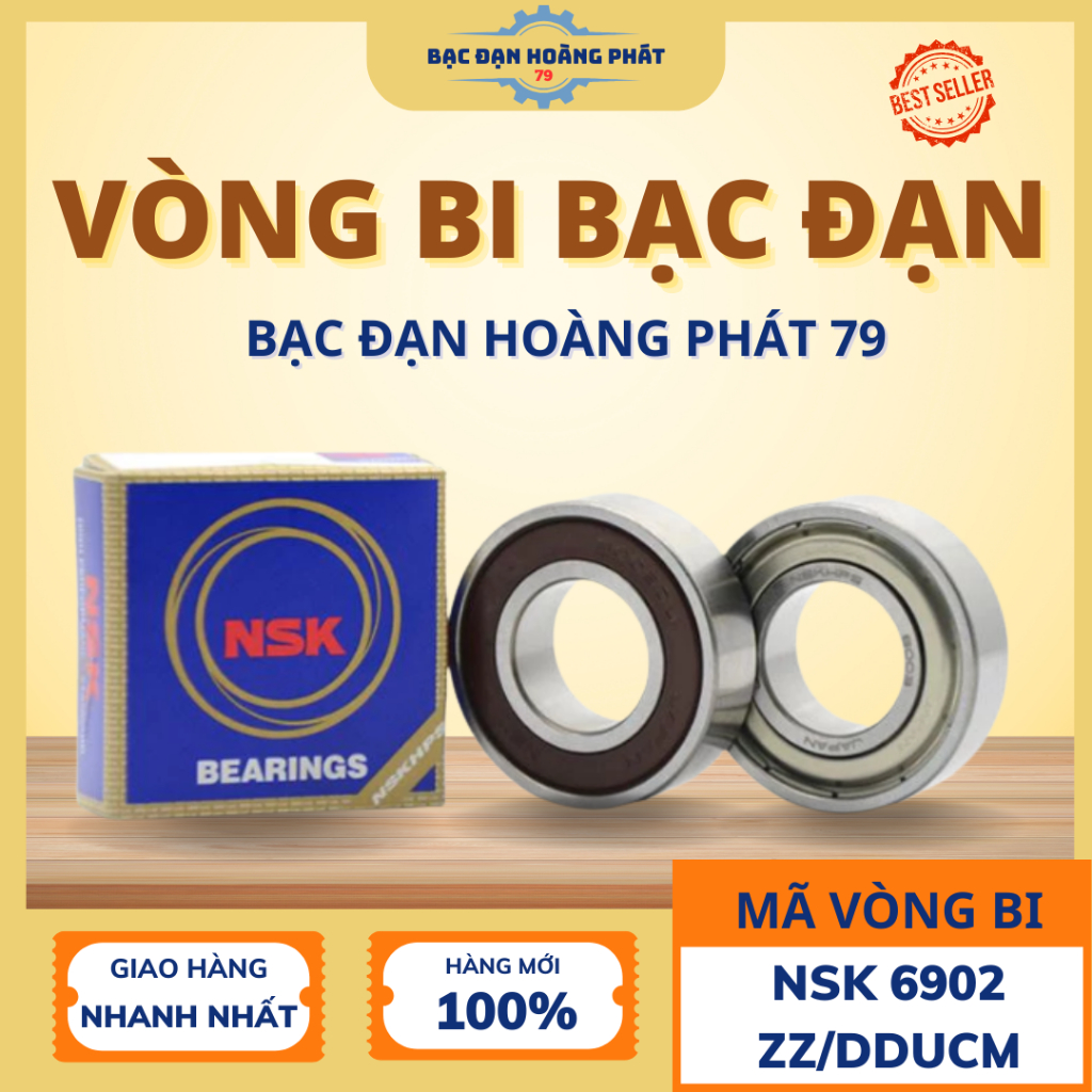 | CHÍNH HÃNG | Vòng Bi NSK 6902 [ZZ/2RS] Nắp Sắt/Nhựa – Bạc Đạn  Dùng Motor Công Nghiệp, Máy Bơm – H