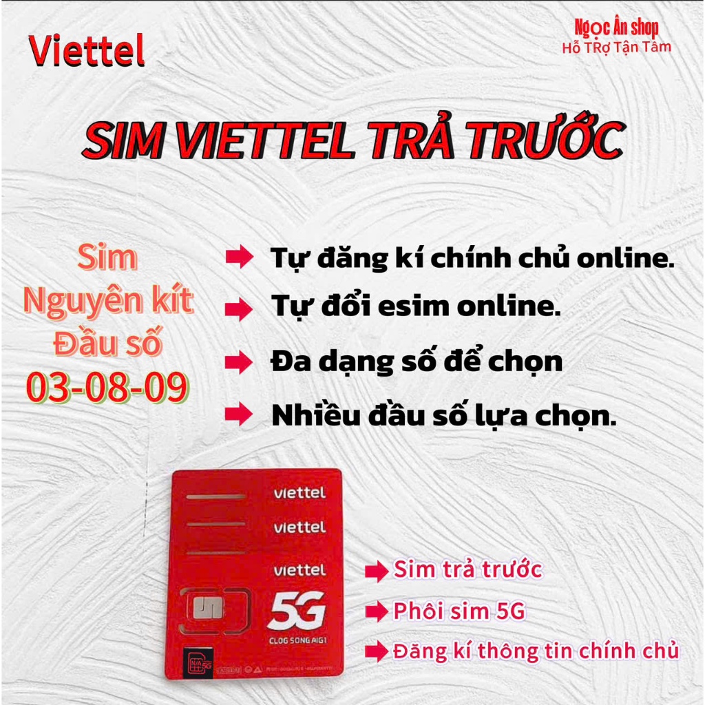 SIM VIETTEL TRẢ TRƯỚC (2).   [ TỰ ĐĂNG KÍ CHÍNH CHỦ TẠI NHÀ ] . [ RẤT NHIẾU SỐ ĐỂ CHỌN ]