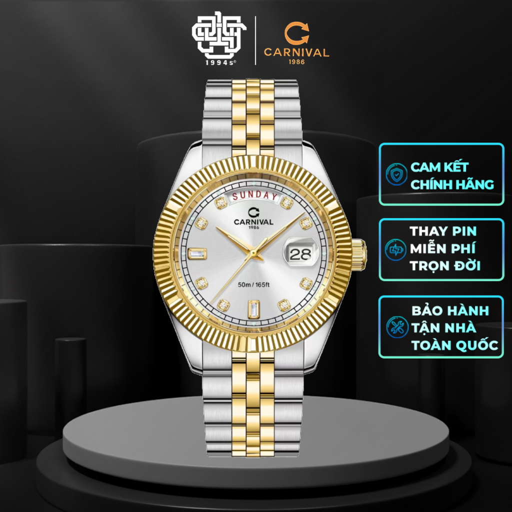 Đồng Hồ Nam CARNIVAL 8190G-CV-T Quartz Thanh Lịch Hàng Chính Hãng
