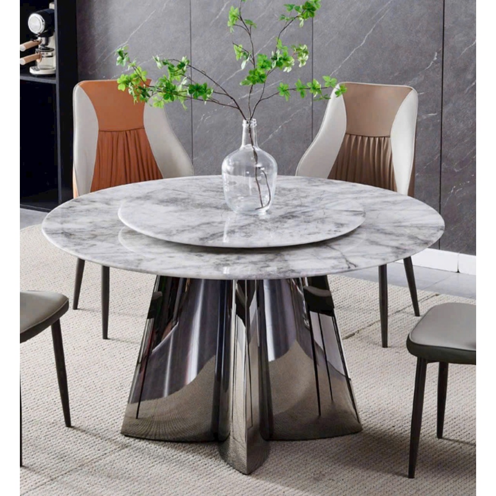 Bàn tròn mâm xoay ăn cơm cao cấp , chân bàn inox nhập khẩu chịu lực, bàn ăn GT0 nhập khẩu phong cách