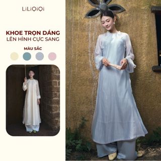  Áo Dài Truyền Thống Nữ Dáng Suông Đắp Ren Quần Lụa Sang Trọng Tố Điệp LiLiQiQi by LeeGi - AD837 